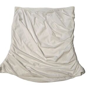 Abercrombie & Fitch Ruched Ruffle Midi Skirt Stretchy White Medium NWT